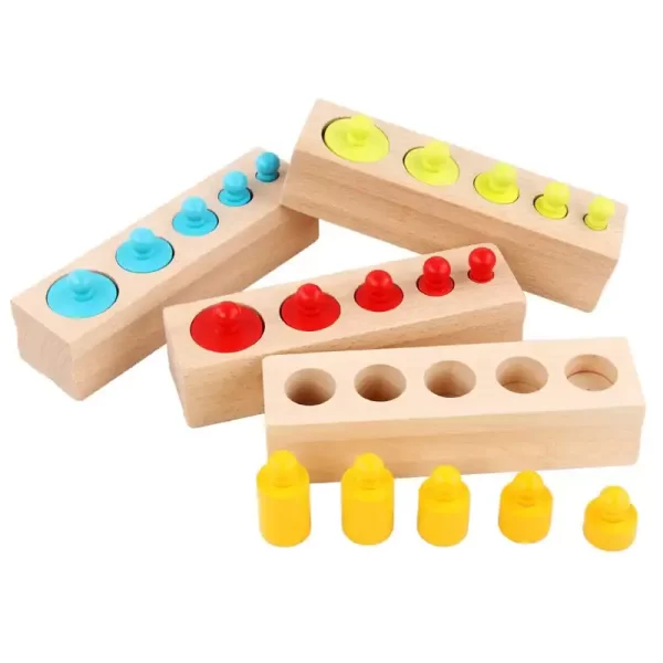 Knobbed Coloured Cylinders  - Wooden Peg Board - Image 2
