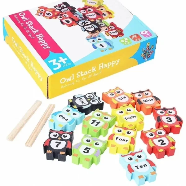 Owl Stacking Blocks Toy - Fine Motor Coordination Activity - Image 2