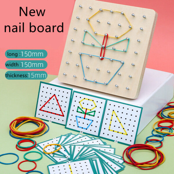 Wooden Geometric Elastic and Nail Board for Fine Motor Movement - Image 5
