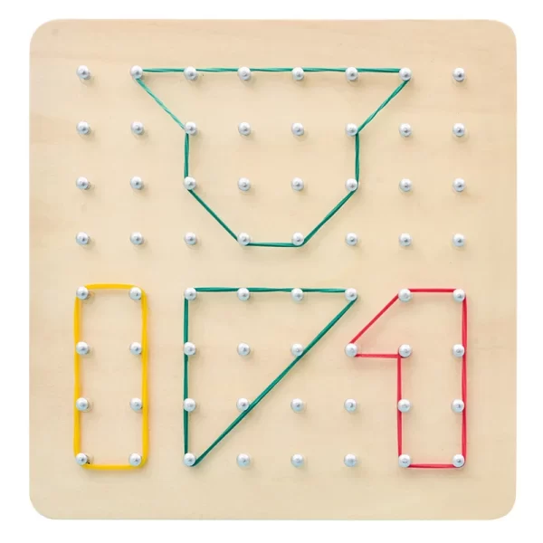 Wooden Geometric Elastic and Nail Board for Fine Motor Movement - Image 2