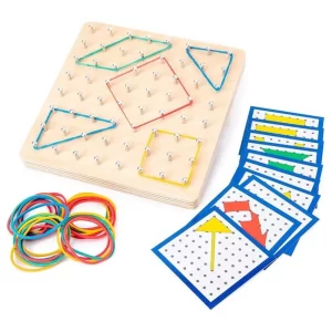 Wooden Geometric Elastic and Nail Board for Fine Motor Movement
