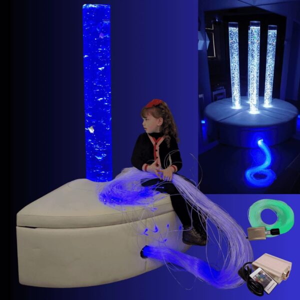 Sensory Bubble Tube & Fibre Optic with Corner Sofa Plateform