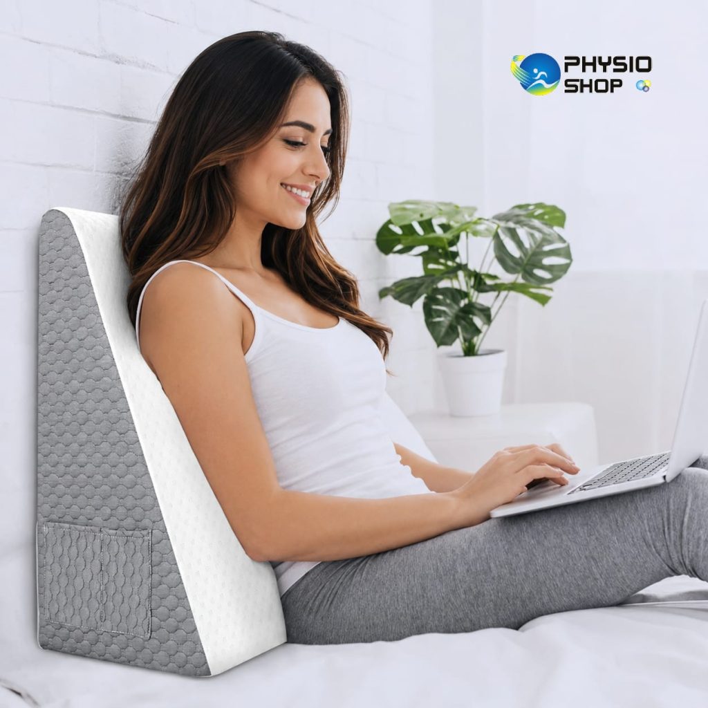 Triangle memory foam bed wedge pillow for acid reflux, back support, post-surgery recovery, and comfortable sleeping