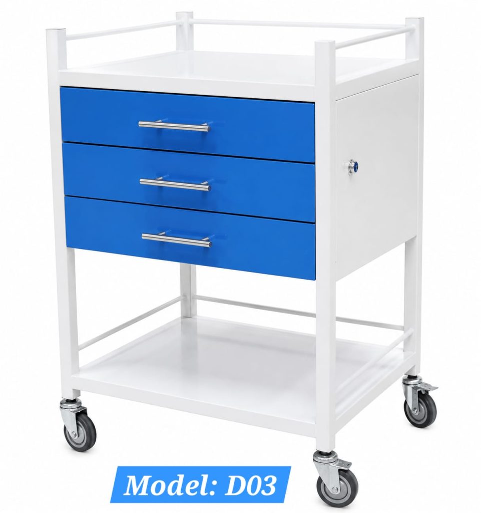 Physiotherapy equipment trolley with drawers Model D03 for clinics