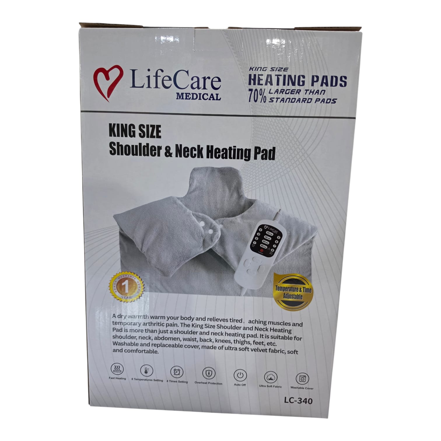 LifeCare LC-340 shoulder and neck heating pad for heat therapy, muscle relaxation, and pain relief